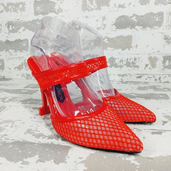 New JESSICA RICH Ysabelle Fishnet Red Pointed Toe Pum X133 - Picture 6 of 13